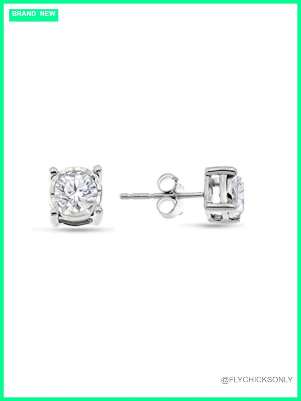 Diamond Stud Earrings 1/4 Cttw Rhodium Plated Sterling Silver